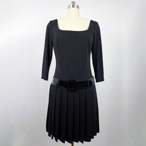 NWT ABS by Allen Schwartz Black Dress Drop Waist Hip Belt Size M